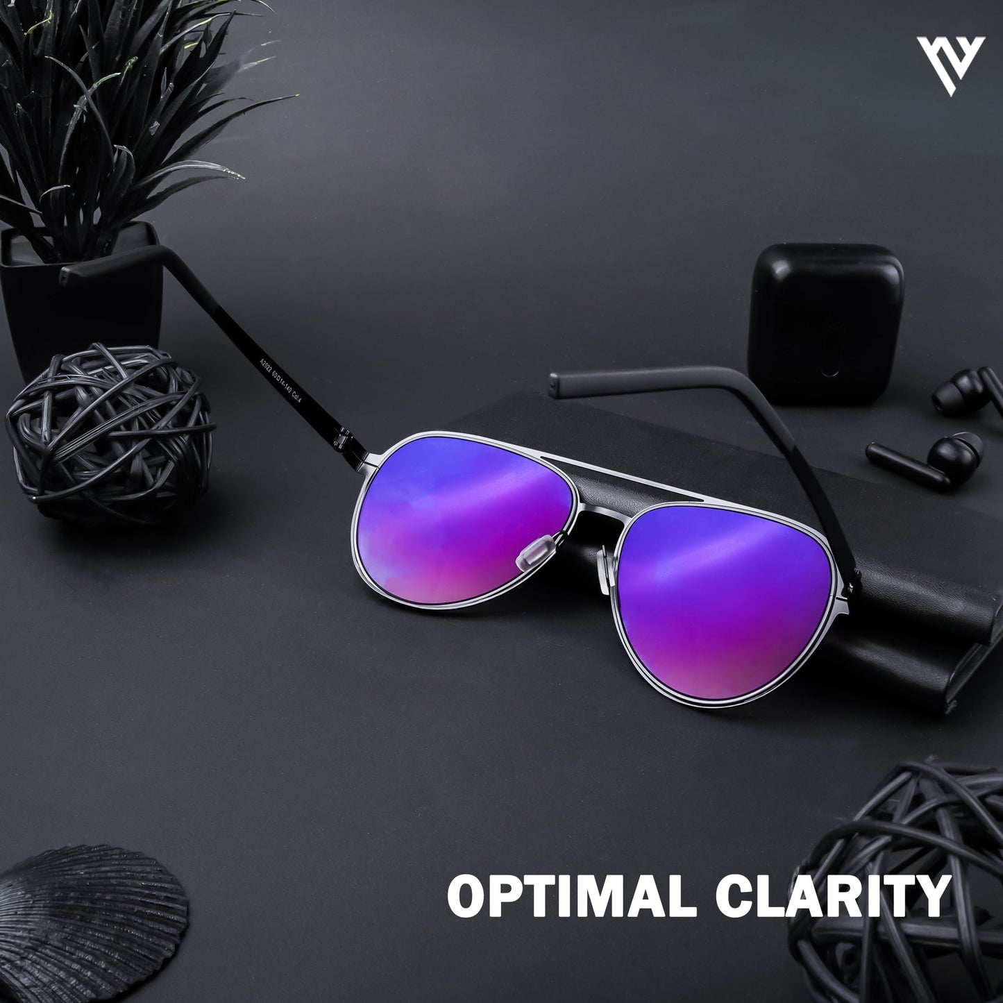 Black & Golden Polarized Aviator Sunglasses - PMG4289