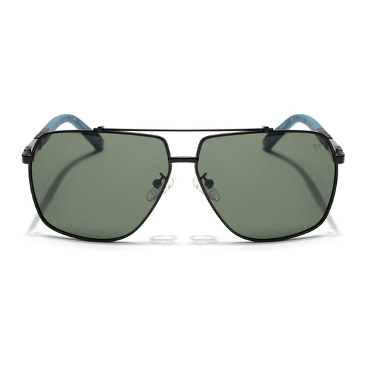 Aviator Polarized Sunglasses for Men & Women (Green Lens | Black Frame - SLPMG7227)