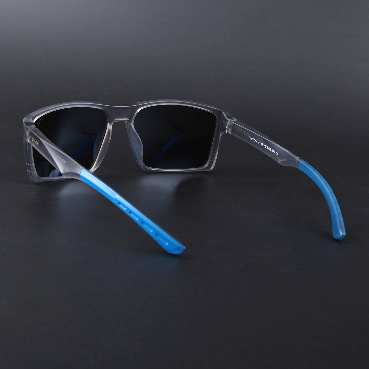 Square Polarized Sunglasses | Blue Lens | Grey Frame - PMG6745