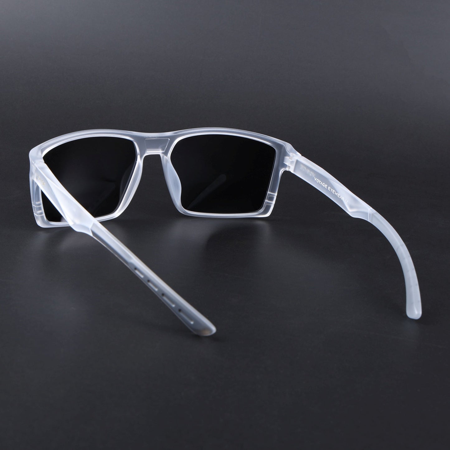 Square Polarized Sunglasses | Black Lens | Transparent Frame - PMG6747