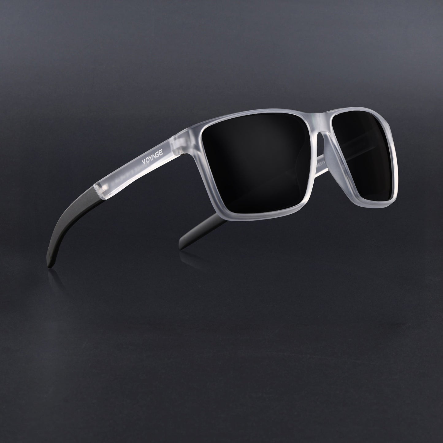 Wayfarer Polarized Sunglasses | Black Lens | Transparent Frame - PMG6752