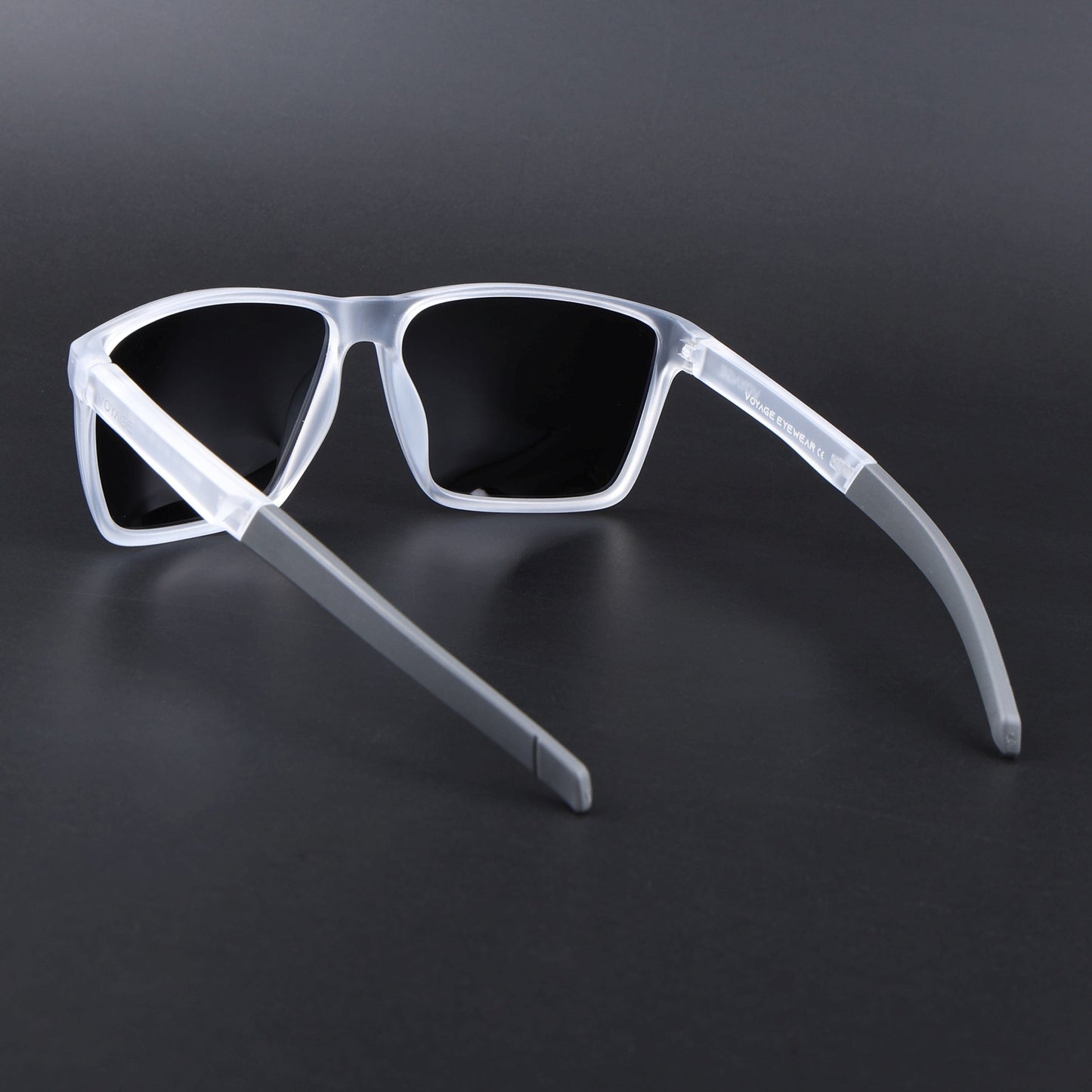 Wayfarer Polarized Sunglasses | Black Lens | Transparent Frame - PMG6752