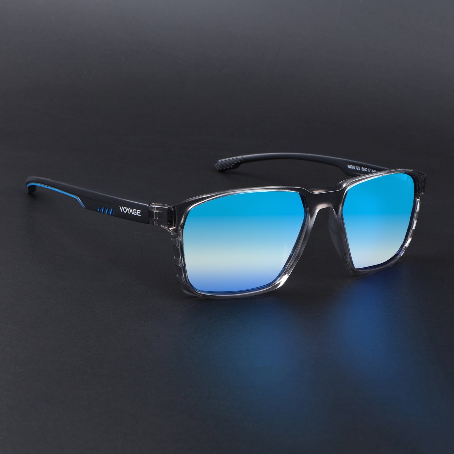 Wayfarer Polarized Sunglasses | Blue Lens | Grey Frame - PMG6763