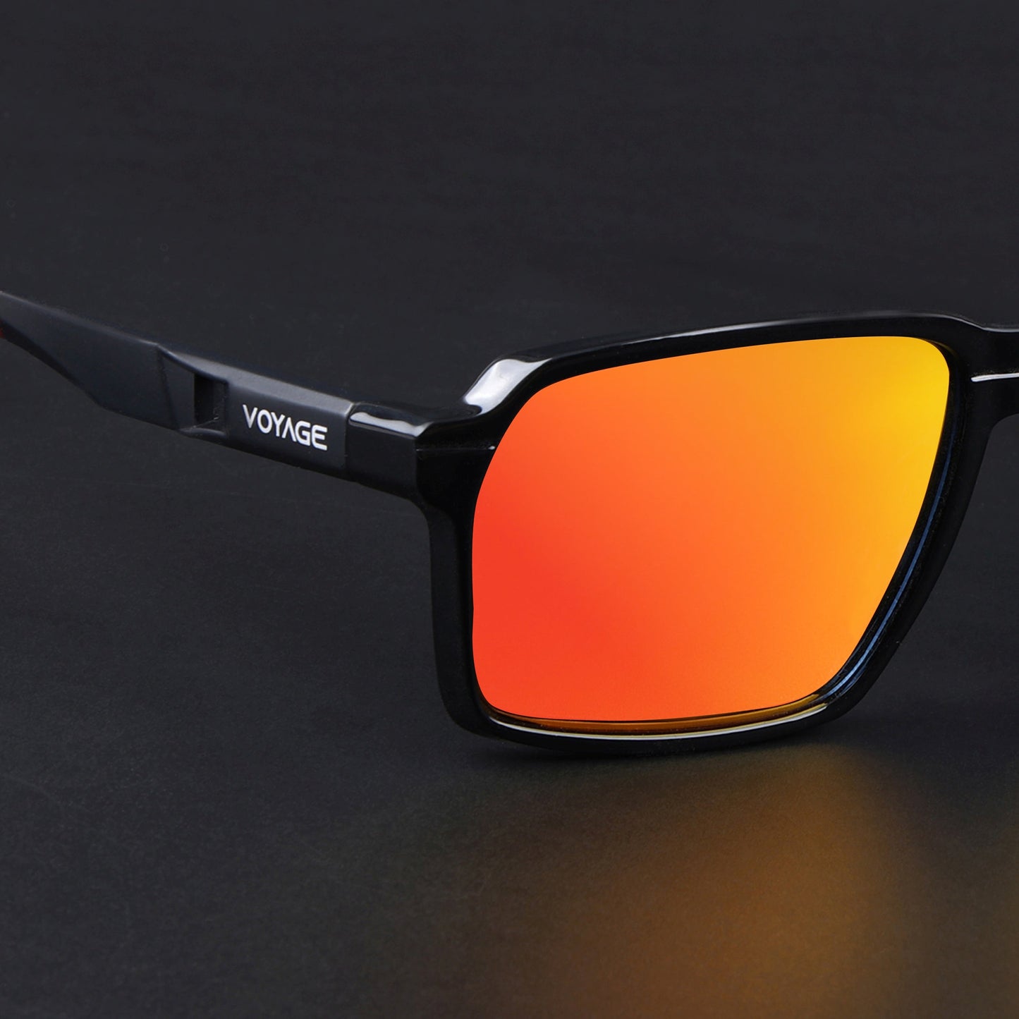 Wayfarer Polarized Sunglasses | Orange Lens | Shine Black Frame - PMG6772