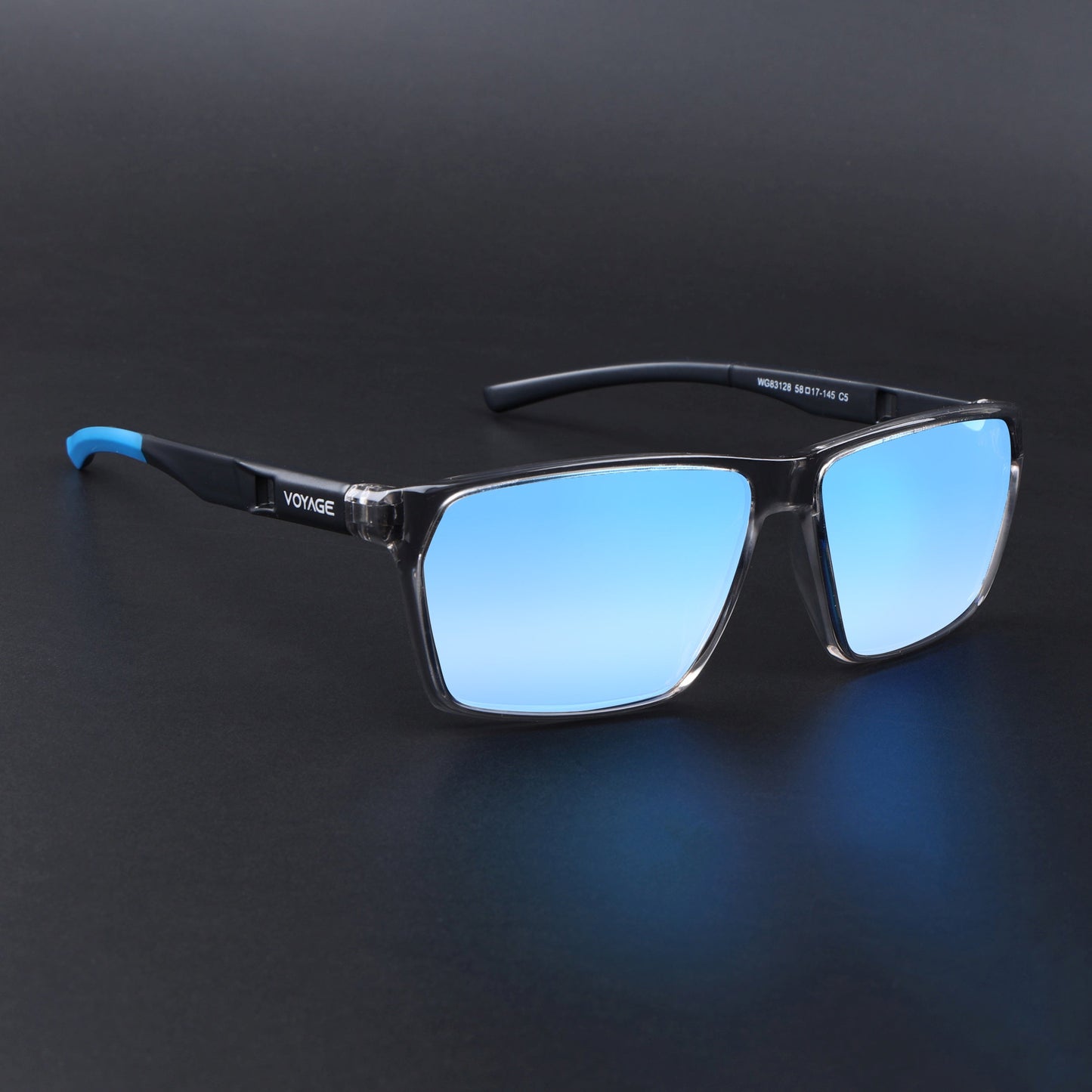Wayfarer Polarized Sunglasses | Blue Lens | Grey Frame - PMG6780
