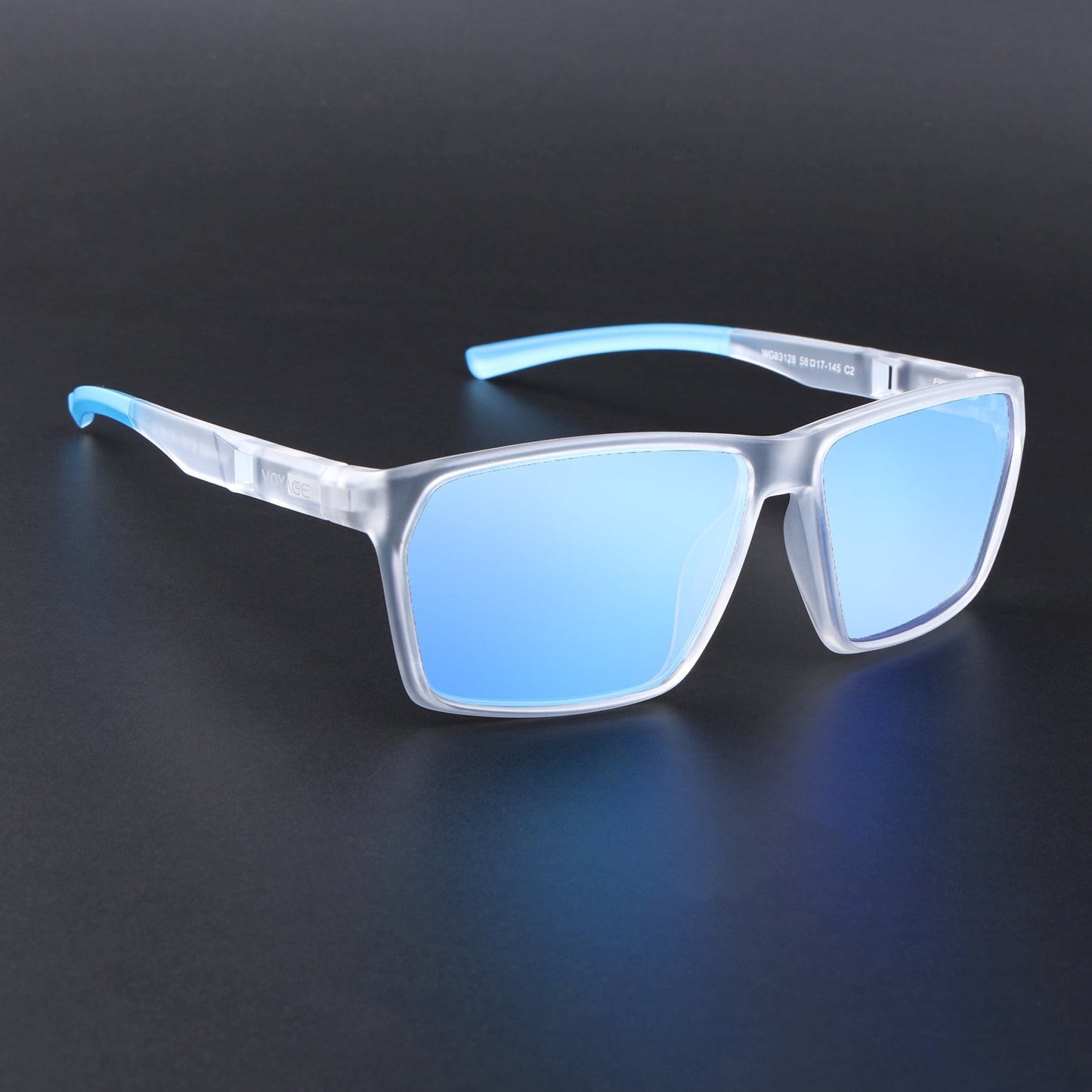 Wayfarer Polarized Sunglasses | Blue Lens | Transparent Frame - PMG6782