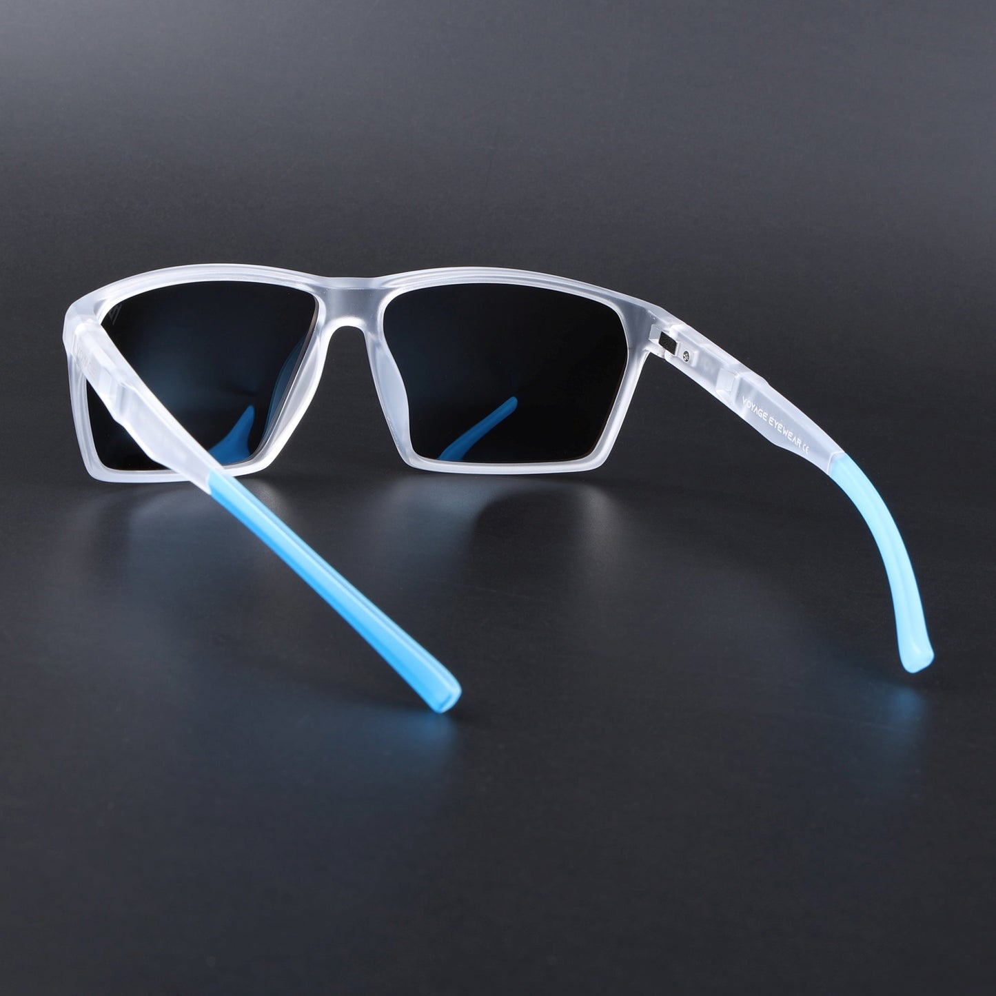 Wayfarer Polarized Sunglasses | Blue Lens | Transparent Frame - PMG6782