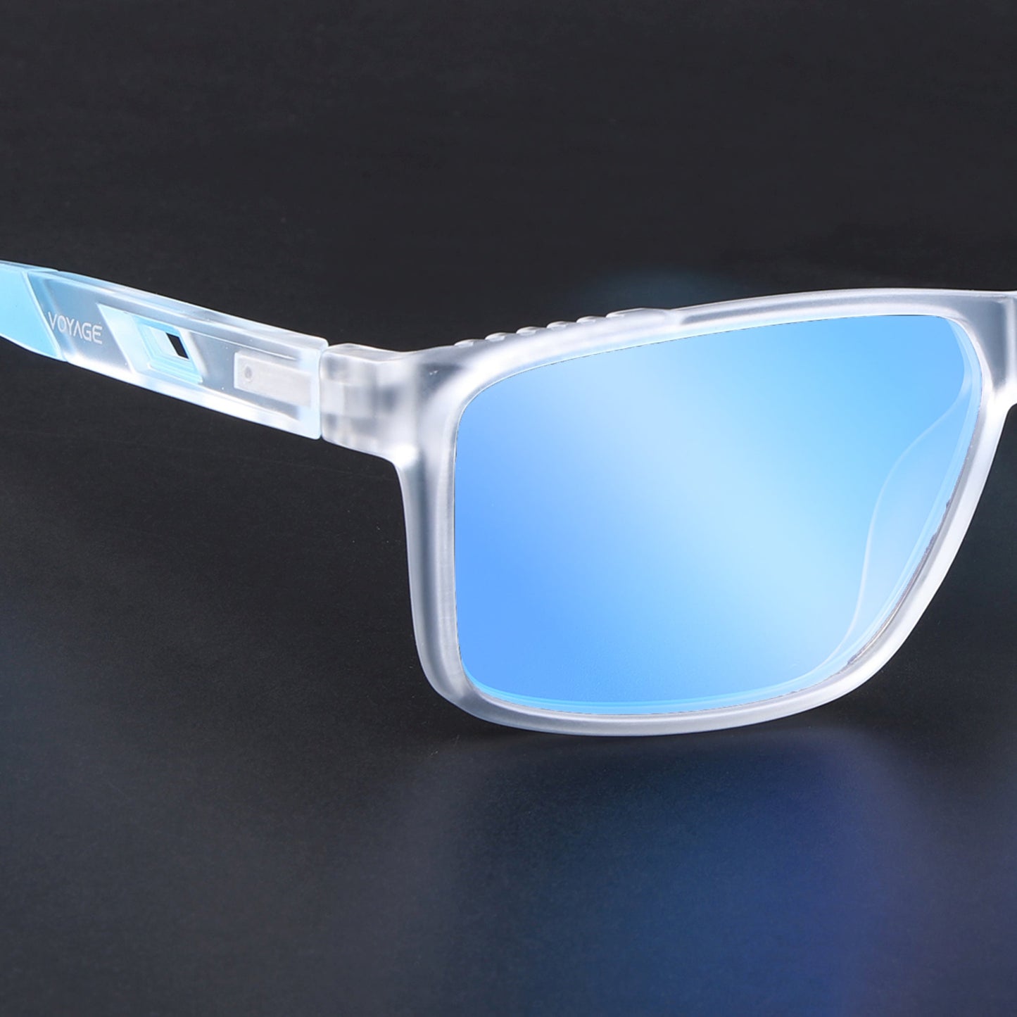 Wayfarer Polarized Sunglasses | Blue Lens | Transparent Frame - PMG6787