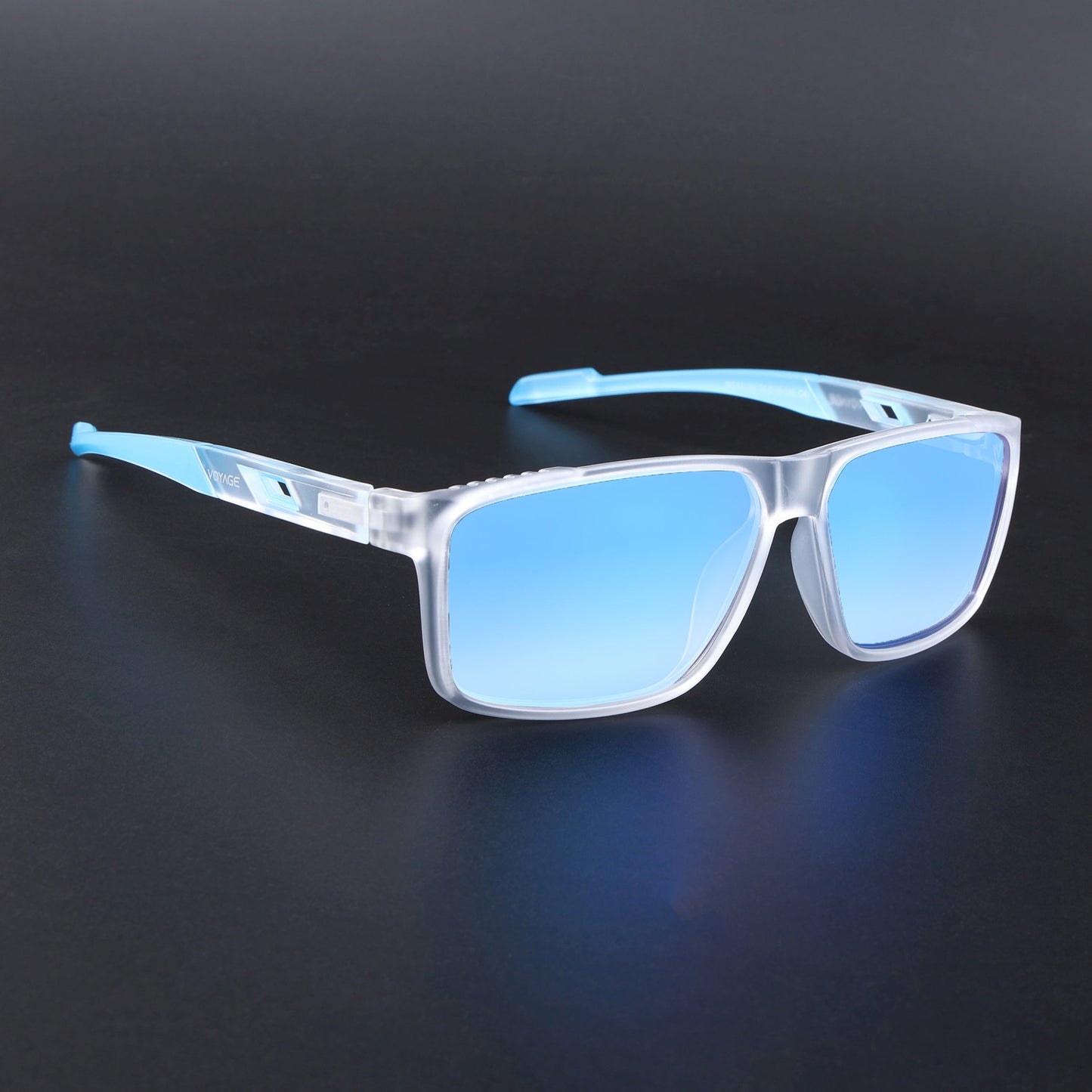 Wayfarer Polarized Sunglasses | Blue Lens | Transparent Frame - PMG6787