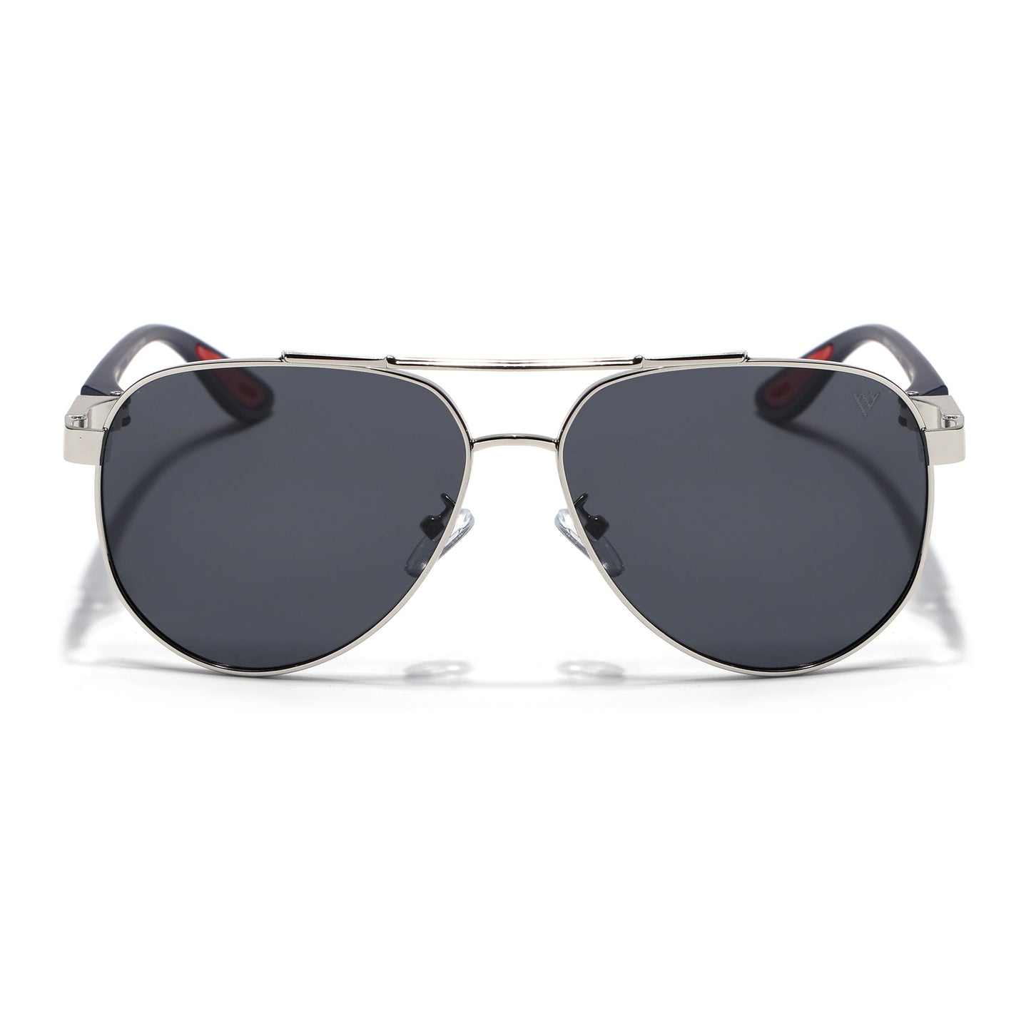 Sukhoi | Silver Aviator Polarized Sunglasses for Men & Women | Black Lens - PMG7140
