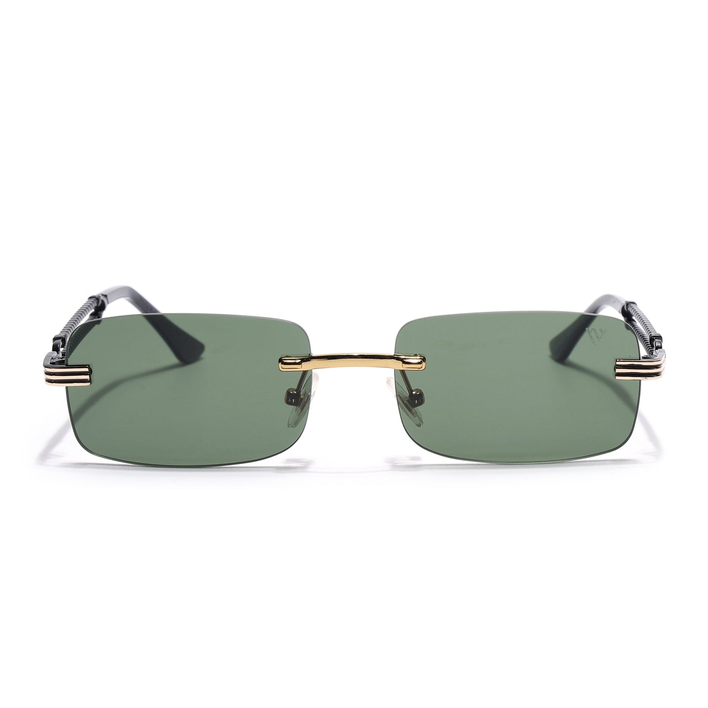 Barrel | Emerland Green Rimless Sunglasses | Golden Frame - MG6665