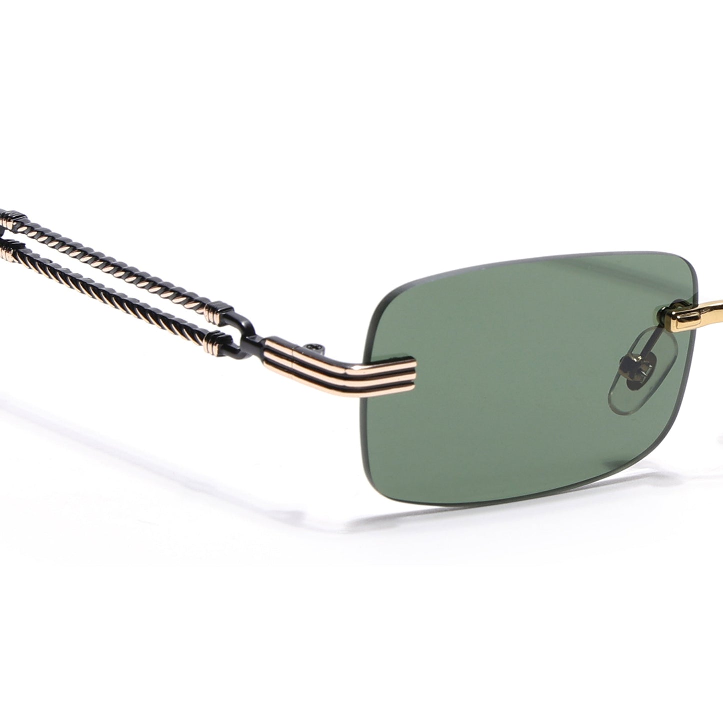 Barrel | Emerland Green Rimless Sunglasses | Golden Frame - MG6665