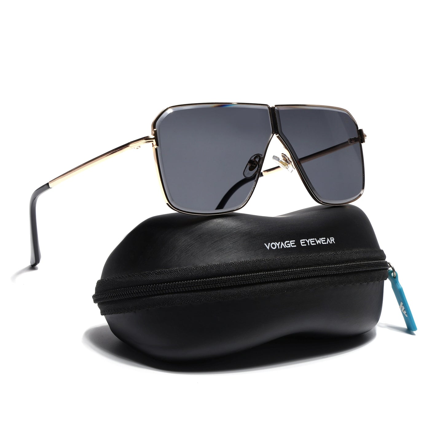 Zephy | Golden Wayfarer Sunglasses | Black Lens - MG7318