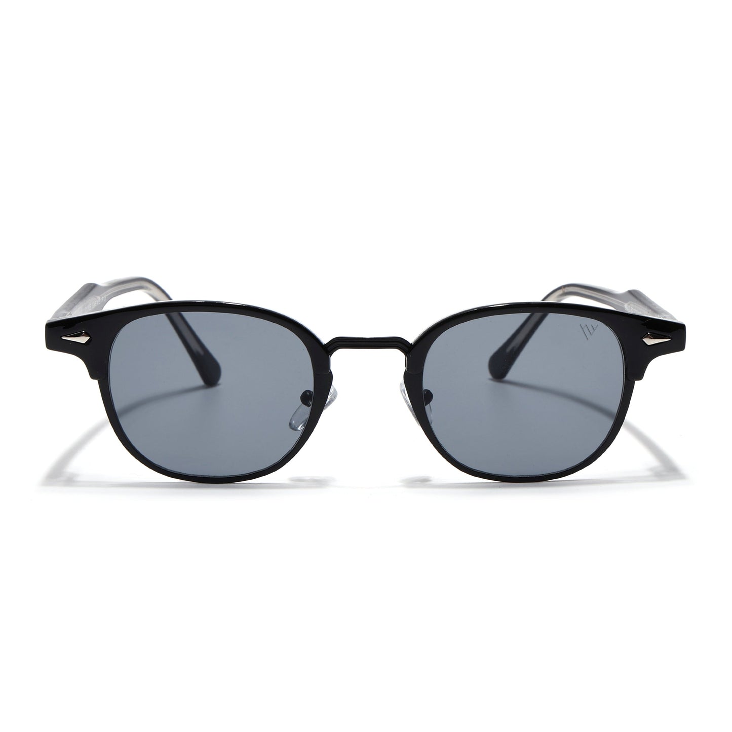 Skyline | Black Half Rim Clubmaster Sunglasses | Grey Lens - MG7100
