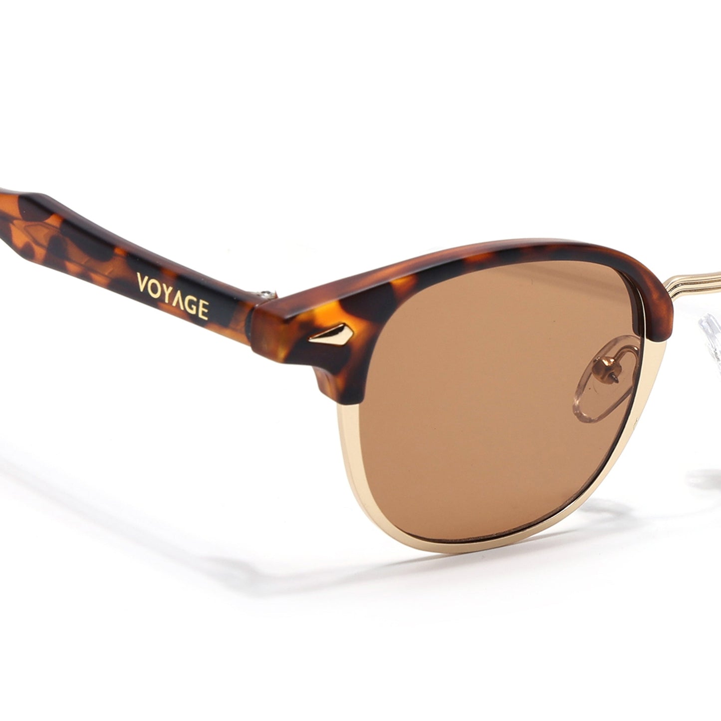 Skyline | Golden & Demi Brown Half Rim Clubmaster Sunglasses | Brown Lens - MG7103