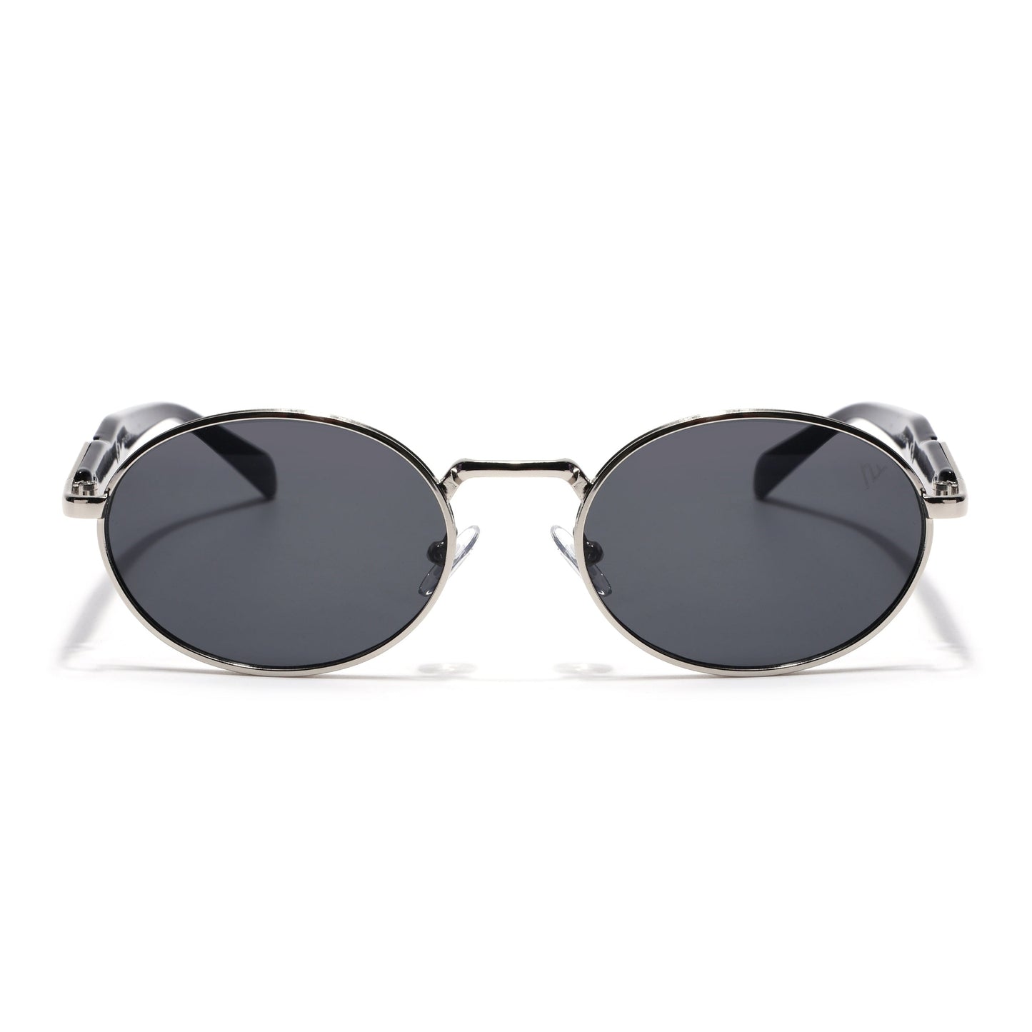 Celeste | Silver Oval Sunglasses | Black Lens - MG7376