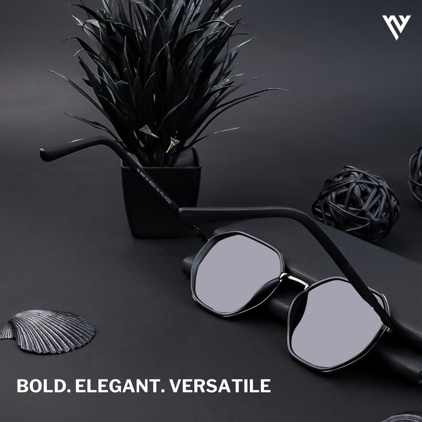Black Polarized Geometric Sunglasses - PMG4206