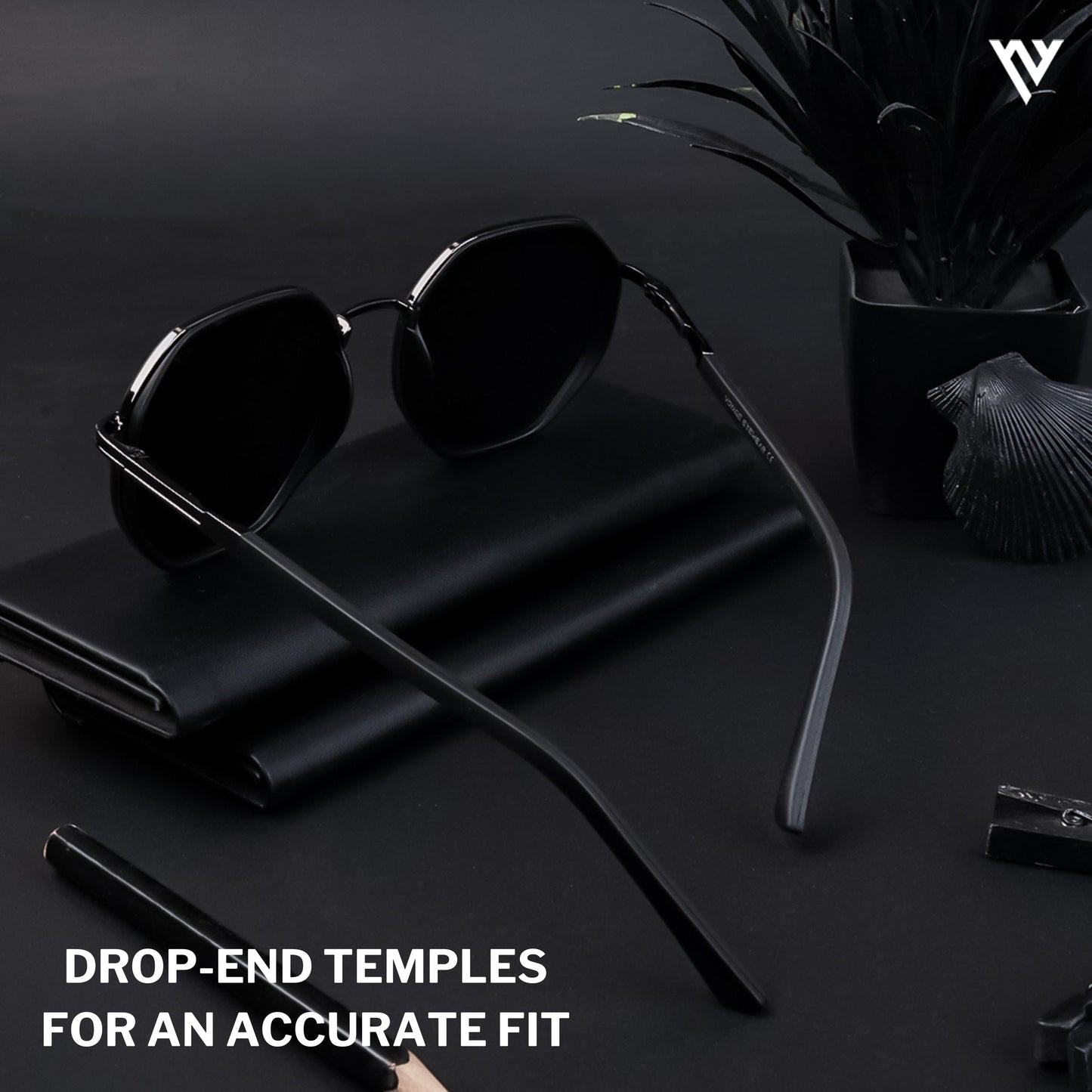 Black Polarized Geometric Sunglasses - PMG4206