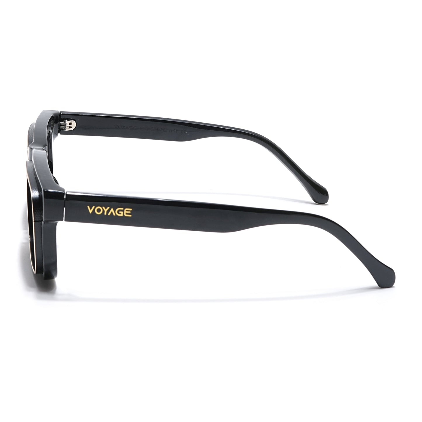 Smuggler | Shine Black & Golden Unisex Sunglasses | Black Lens - MG6422