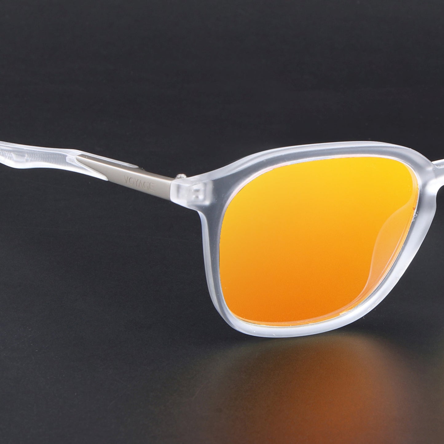 Square Polarized Sunglasses | Orange Lens | Transparent Frame - PMG6794