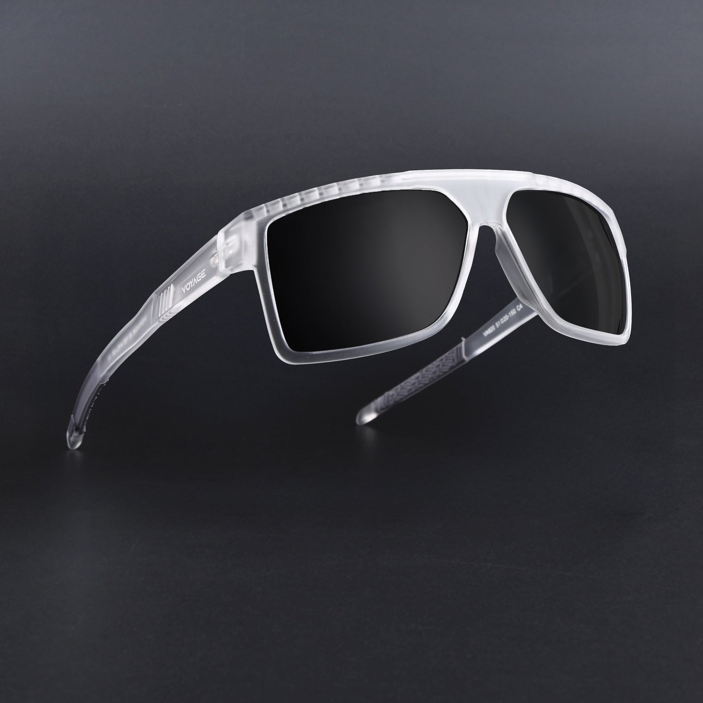 Wayfarer Polarized Sunglasses | Black Lens | Transparent Frame - PMG6807