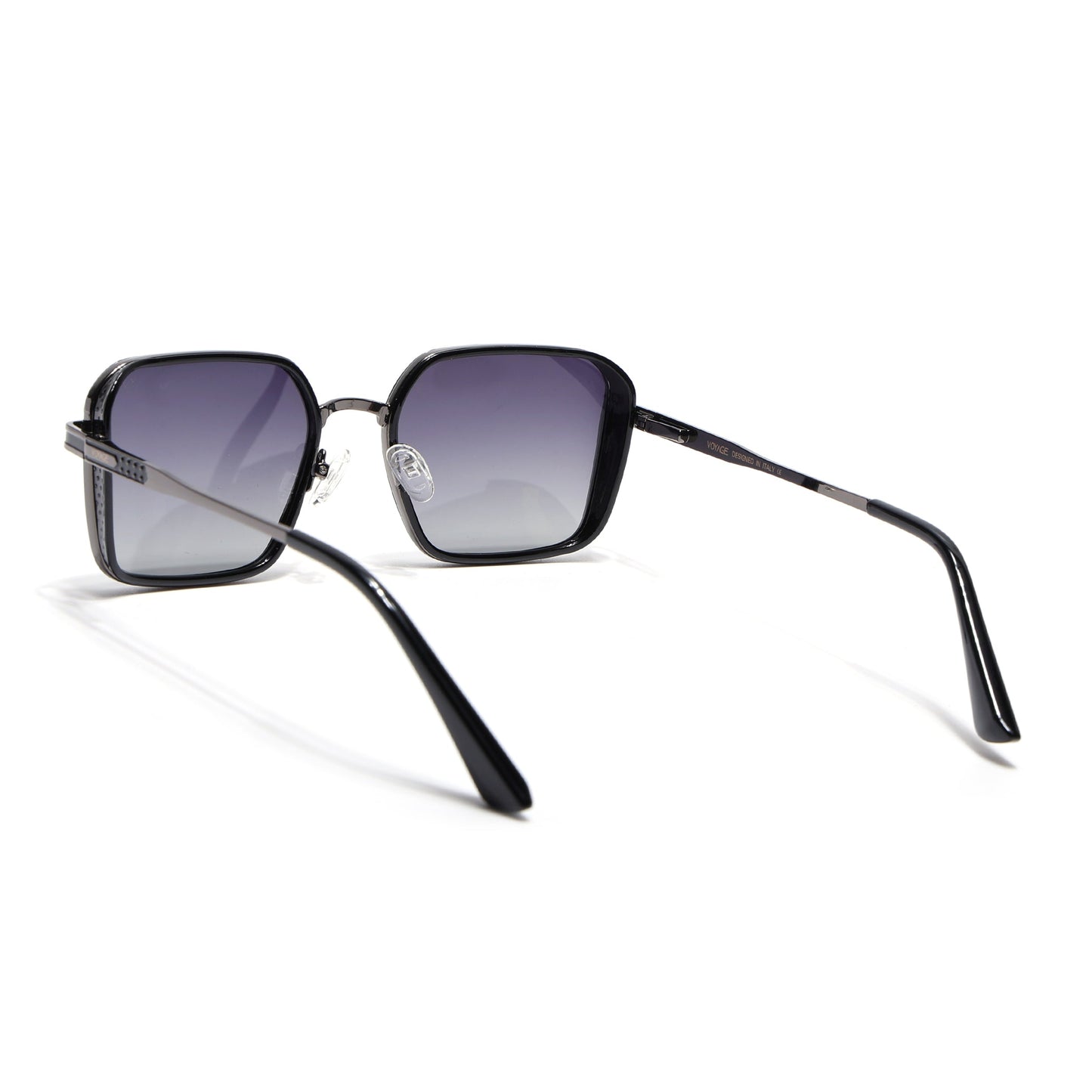 Square Polarized Sunglasses for Men & Women (Grey Lens | Grey & Black Frame - VOYLB02-C2)
