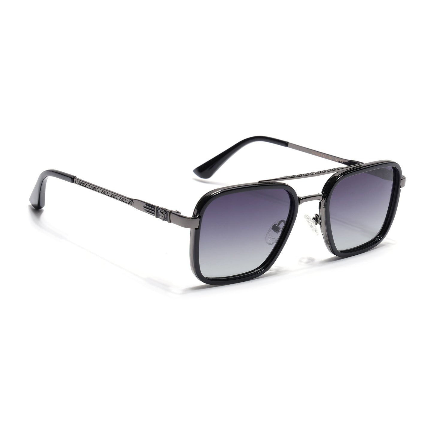 Square Polarized Sunglasses for Men & Women (Grey Lens | Grey & Black Frame - VOYLB03-C2)