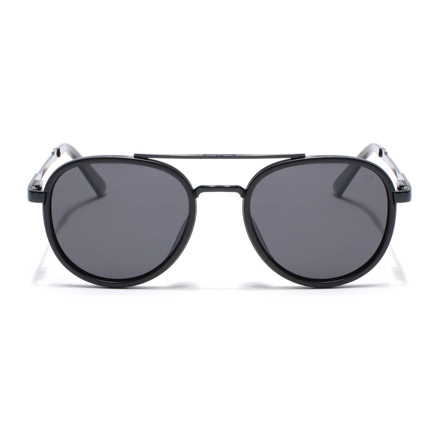 Round Polarized Sunglasses for Men & Women (Black Lens | Black Frame - VOYLB04-C1)