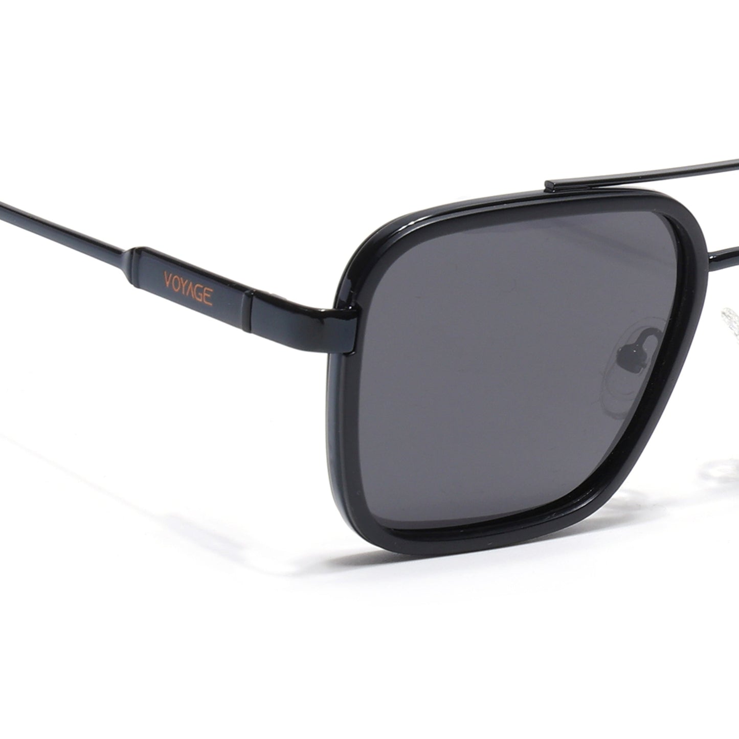 Square Polarized Sunglasses for Men & Women (Black Lens | Black Frame - VOYLB09-C1)