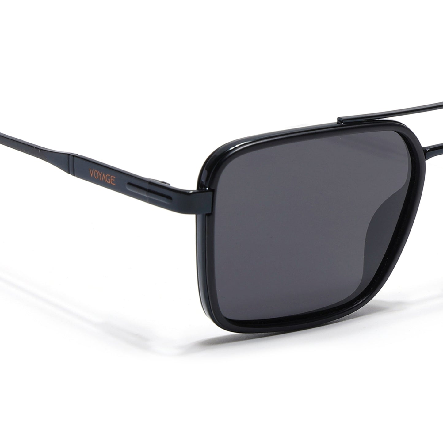 Square Polarized Sunglasses for Men & Women (Black Lens | Black Frame - VOYLB10-C1)