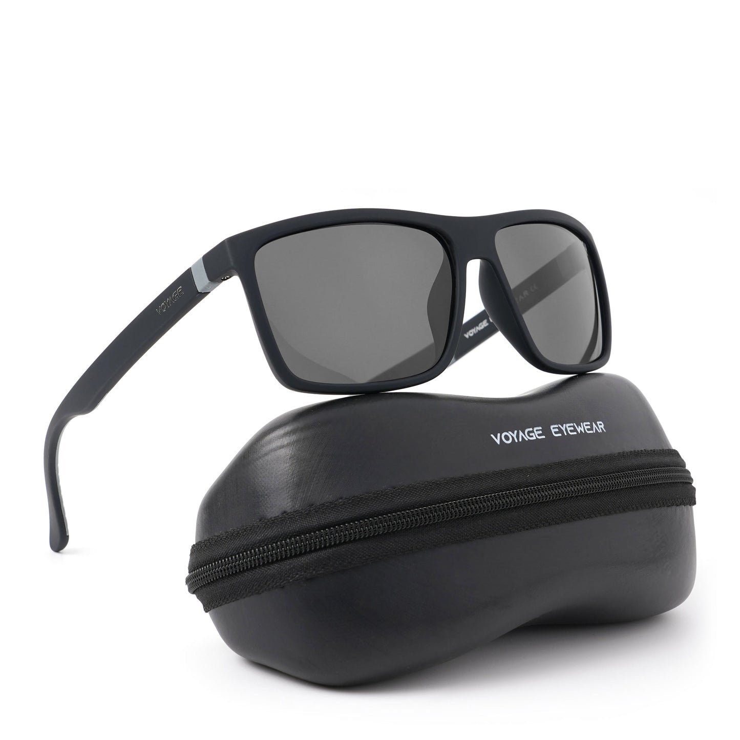 Dunk Matte Black Wayfarer Polarized Sunglasses | Black Lens - PMG5250