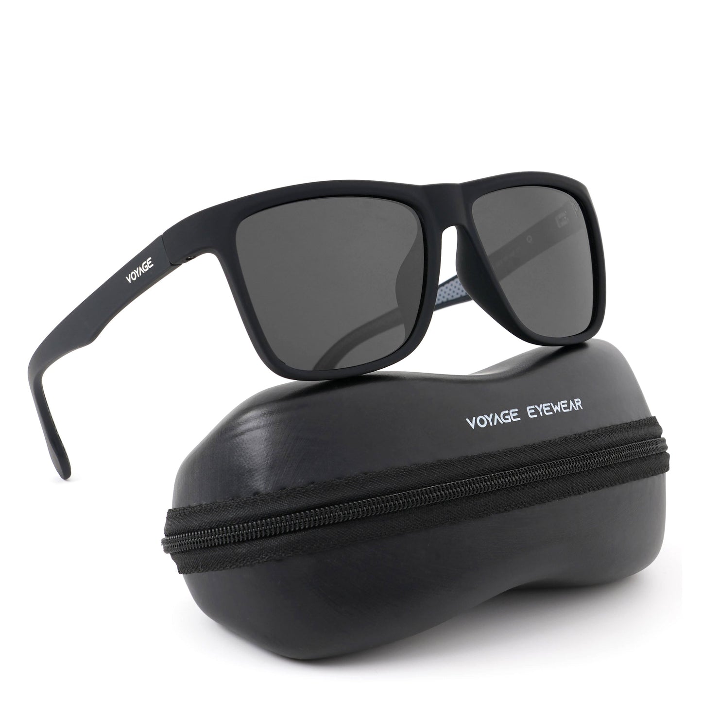 Dunk Matte Black Wayfarer Polarized Sunglasses | Black Lens - PMG5254