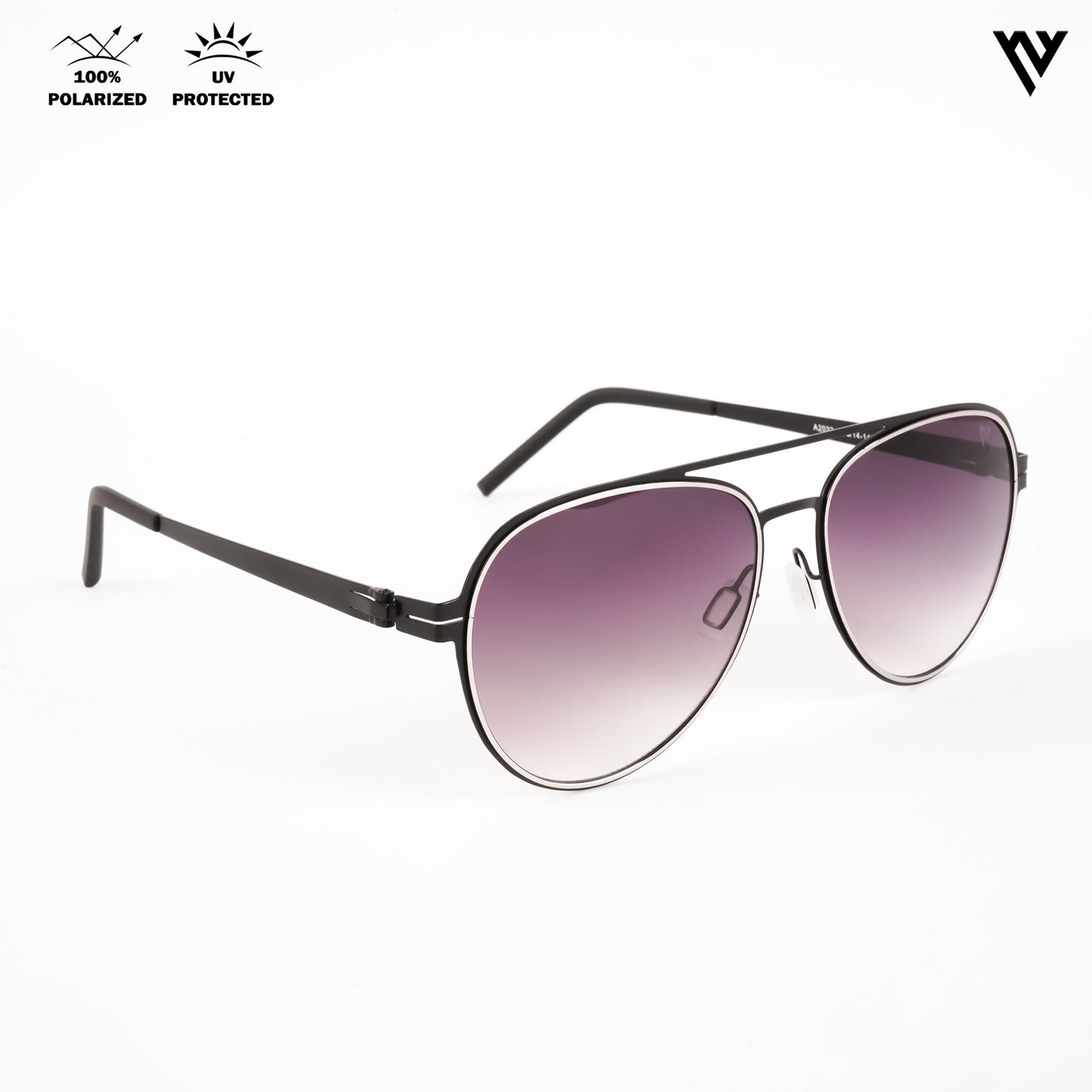 Black & Silver Polarized Aviator Sunglasses - PMG4291