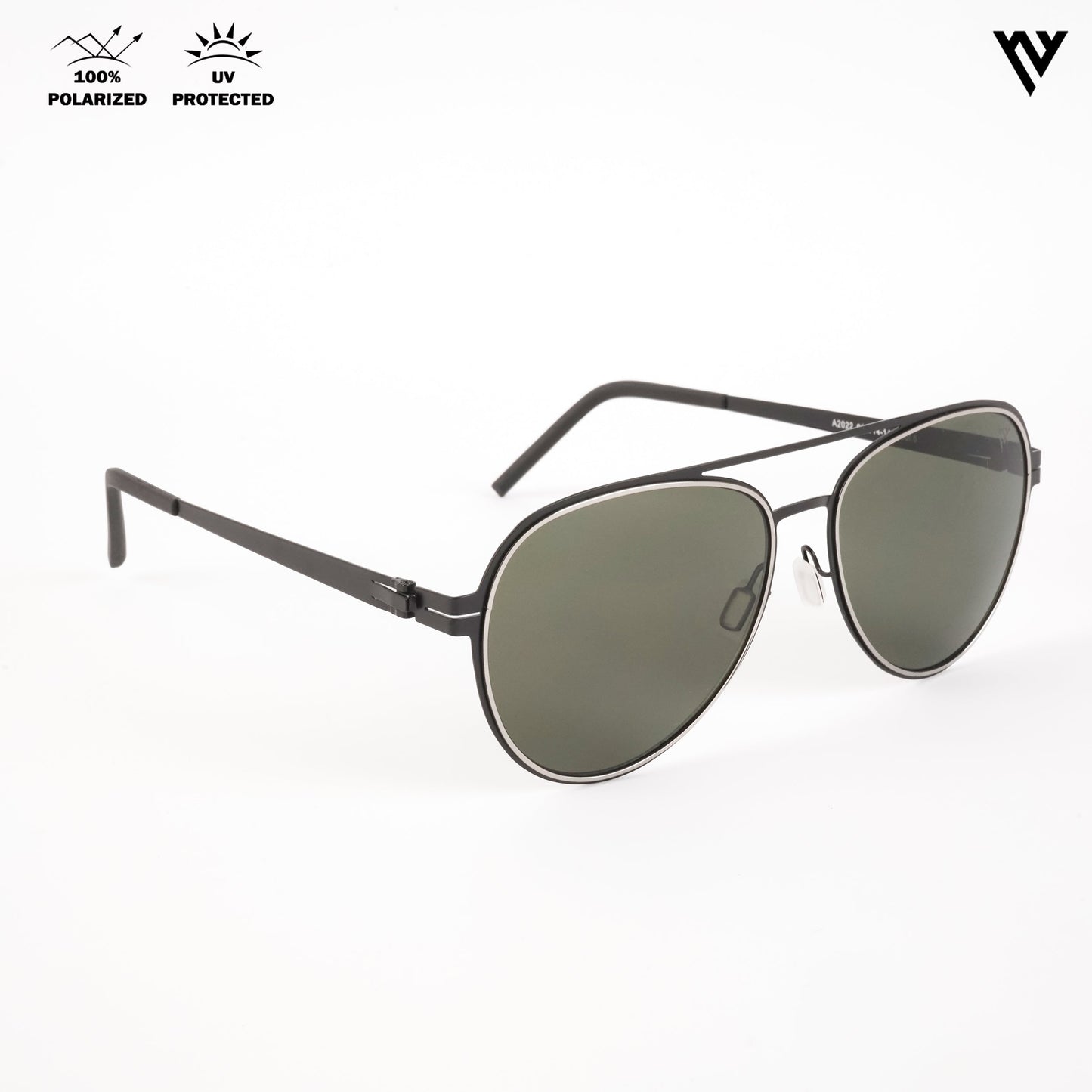 Black & Silver Polarized Aviator Sunglasses - PMG4292