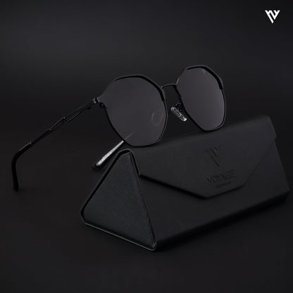 Black Polarized Geometric Sunglasses - PMG4146