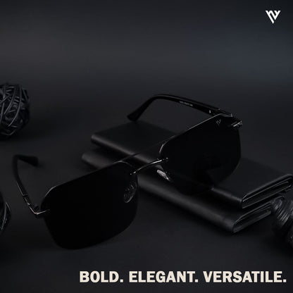 Odyssey | Black & Grey Polarized Wayfarer Sunglasses - PMG4142