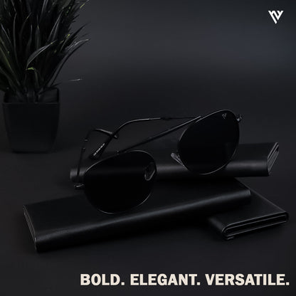 Twist | Black Polarized Round Sunglasses - PMG4145