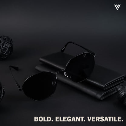 Black Polarized Geometric Sunglasses - PMG4132