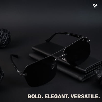 Odyssey | Black & Silver Polarized Wayfarer Sunglasses - PMG4144