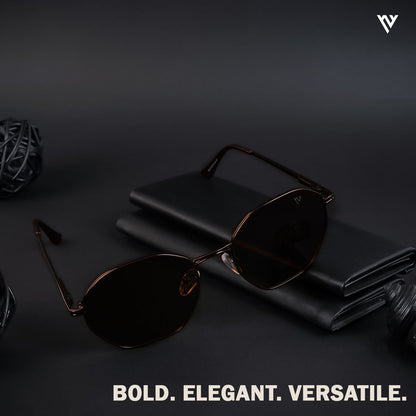 Geometric Brown Polarized Sunglasses - PMG4134