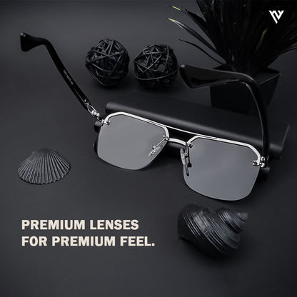 Odyssey | Black & Silver Polarized Wayfarer Sunglasses - PMG4144