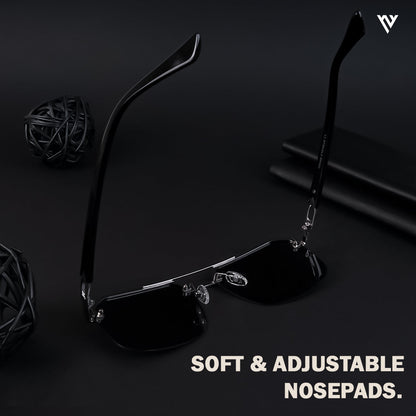 Odyssey | Black & Silver Polarized Wayfarer Sunglasses - PMG4144