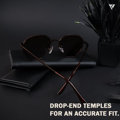 Geometric Brown Polarized Sunglasses - PMG4134