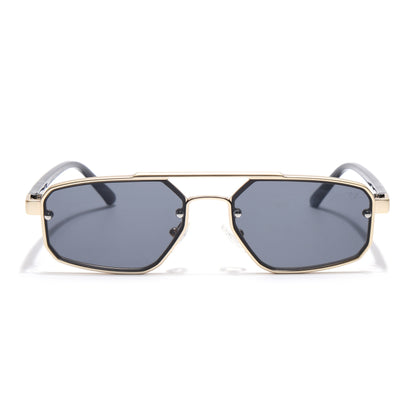 JetSet | Golden Rectangle Sunglasses for Men & Women | Black Lens  - MG6840