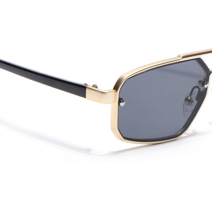 JetSet | Golden Rectangle Sunglasses for Men & Women | Black Lens  - MG6840