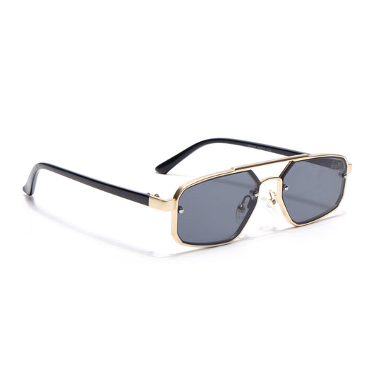 JetSet | Golden Rectangle Sunglasses for Men & Women | Black Lens  - MG6840
