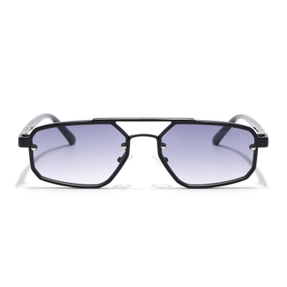 JetSet | Black Rectangle Sunglasses for Men & Women | Grey & Clear Lens - MG6838