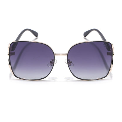 Voyage Select Over Size Polarized Sunglasses (Grey & Clear Lens | Golden & Black Frame - SLPMG6606)