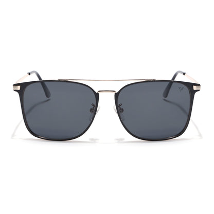 The Fiero | Wayfarer Polarized Sunglasses (Black Lens | Black & Rose Gold Frame - PMG4983)