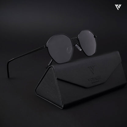 Black Polarized Geometric Sunglasses - PMG4132